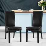 Dining Chairs Set Of 2 Leather Parsons Chair Black