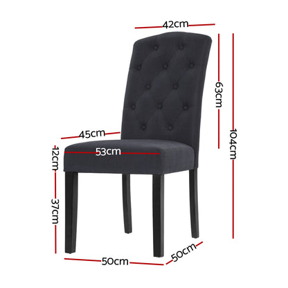 Dining Chairs Set Of 2 Linen Parsons Chair Dark Grey
