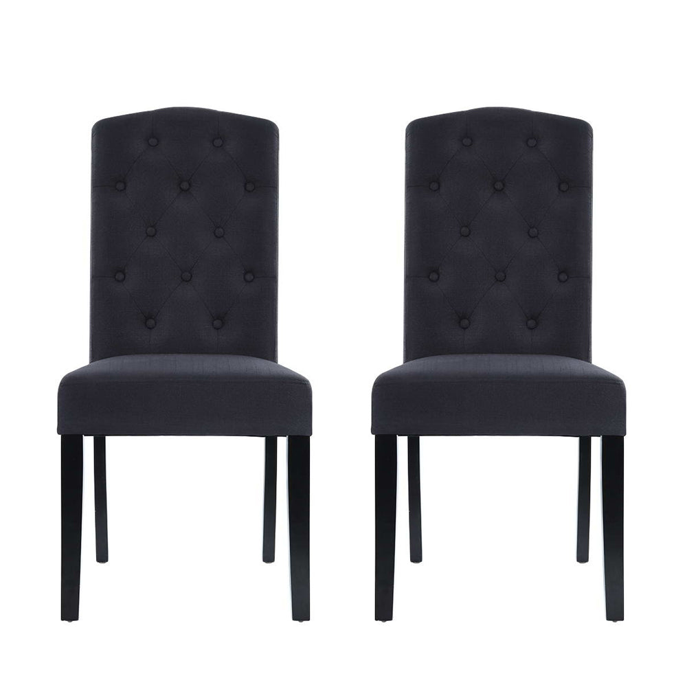 Dining Chairs Set Of 2 Linen Parsons Chair Dark Grey