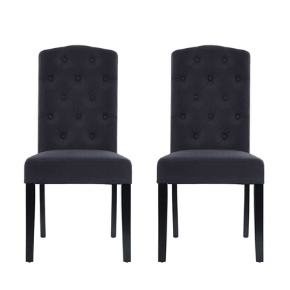 Dining Chairs Set Of 2 Linen Parsons Chair Dark Grey