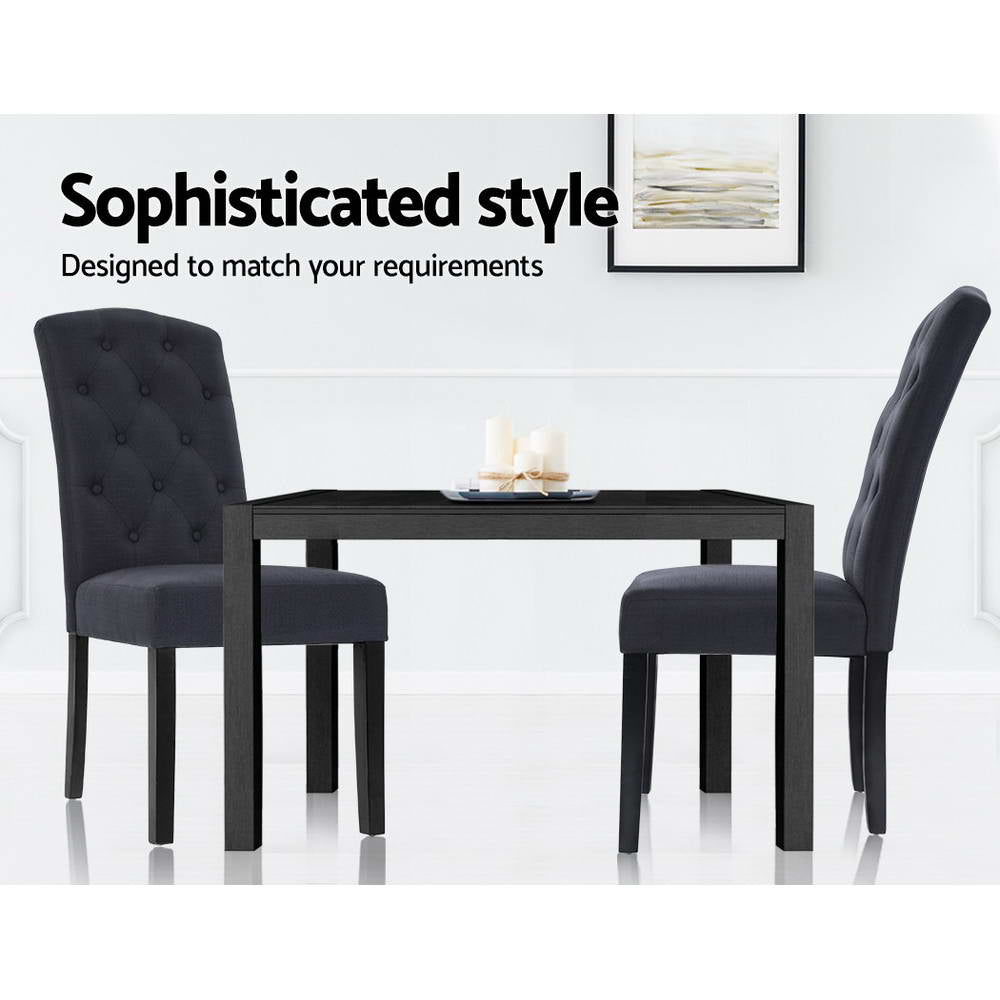 Dining Chairs Set Of 2 Linen Parsons Chair Dark Grey
