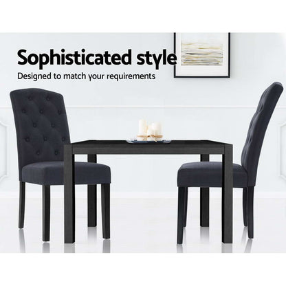 Dining Chairs Set Of 2 Linen Parsons Chair Dark Grey