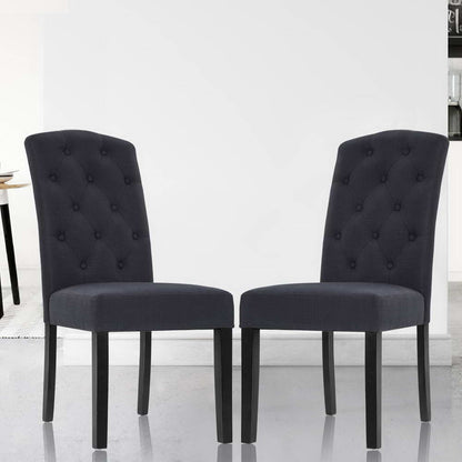 Dining Chairs Set Of 2 Linen Parsons Chair Dark Grey