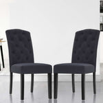 Dining Chairs Set Of 2 Linen Parsons Chair Dark Grey