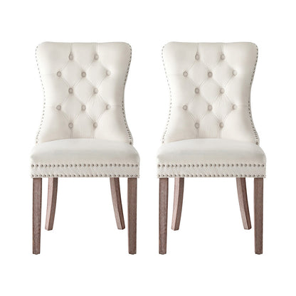 2 Set of 2 Dining Chairs Black Leather