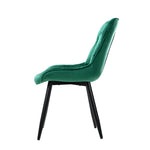 Set Of 2 Starlyn Dining Chairs Kitchen Chairs Velvet Padded Seat Green