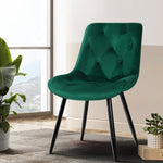 Set Of 2 Starlyn Dining Chairs Kitchen Chairs Velvet Padded Seat Green