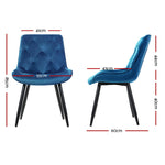 Set Of 2 Starlyn Dining Chairs Kitchen Chairs Velvet Padded Seat Blue