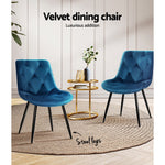 Set Of 2 Starlyn Dining Chairs Kitchen Chairs Velvet Padded Seat Blue