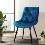 Set Of 2 Starlyn Dining Chairs Kitchen Chairs Velvet Padded Seat Blue