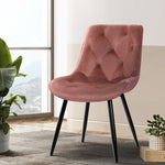 2 Starlyn Dining Chairs Kitchen Chairs Velvet Padded Seat Pink