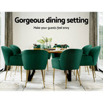 Dining Chairs Set Of 2 Velvet Armchair Green