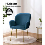 Set Of 2 Kynsee Dining Chairs Armchair Cafe Chair Upholstered Velvet Blue