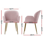 Dining Chairs Set Of 2 Velvet Armchair Pink