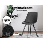 Dining Chairs Set Of 2 Pu Leather Plastic Metal Black