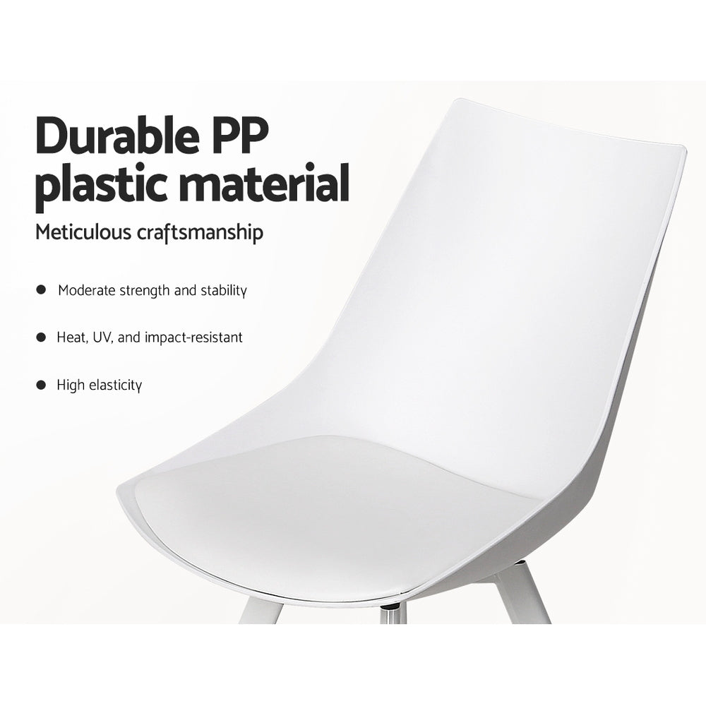 Dining Chairs Set Of 2 Pu Leather Plastic Metal White