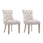 2x Dining Chair Beige CAYES French Provincial Chairs Wooden Fabric Retro Cafe