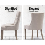 2x Dining Chair Beige CAYES French Provincial Chairs Wooden Fabric Retro Cafe
