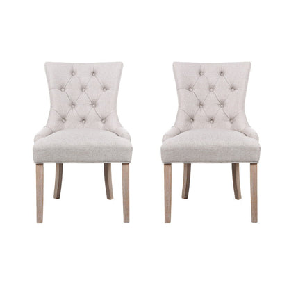 Dining Chairs Set Of 2 Linen French Provincial Beige
