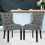 Dining Chairs Set Of 2 Velvet French Provincial Grey