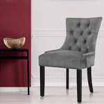Dining Chairs Set Of 2 Velvet French Provincial Grey