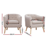 Armchair Tub Chair Single Accent Sofa Lounge Fabric Beige