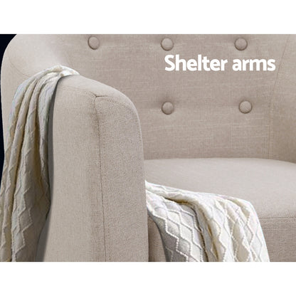 Armchair Tub Chair Beige Adora