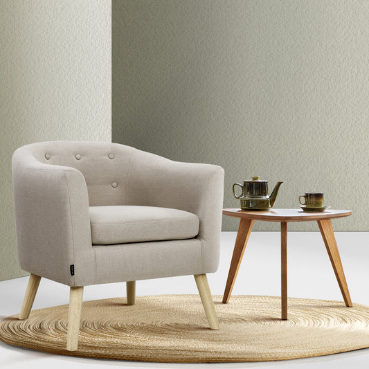 Armchair Tub Chair Beige Adora