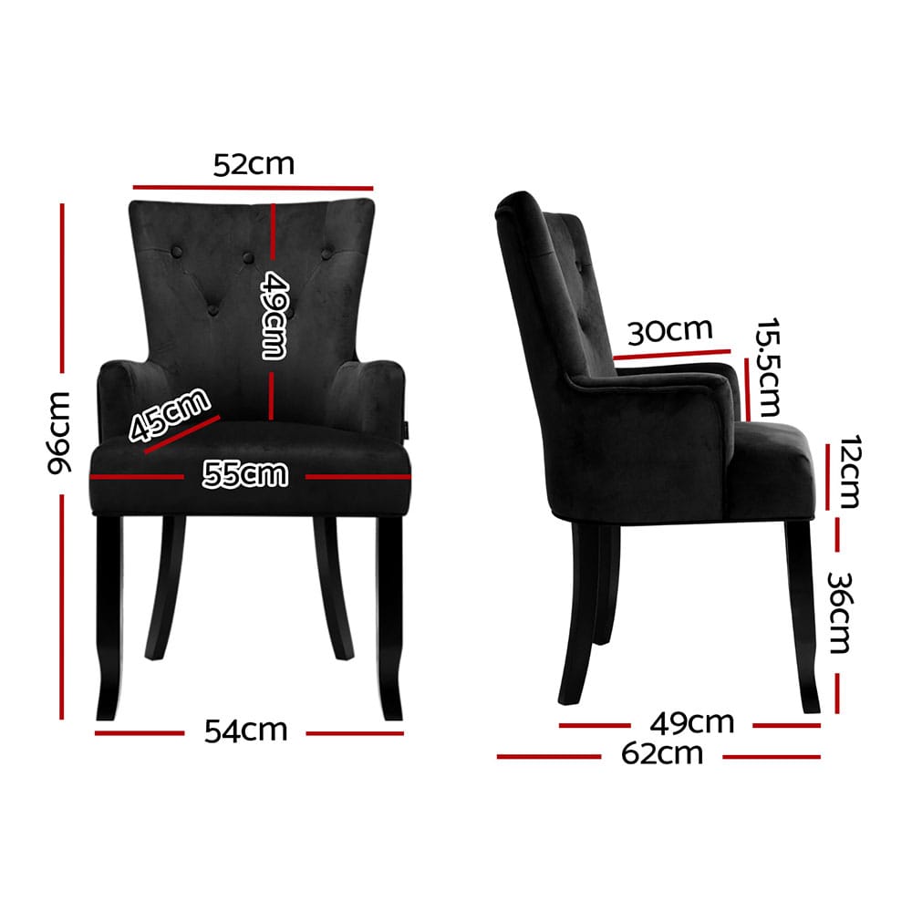 Tufted Velvet Black - Black 54x62x96cm