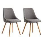 2x Replica Dining Chairs Beech Wooden Timber Chair Kitchen Fabric Grey