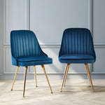 Dining Chairs Set Of 2 Velvet Channel Tufted Blue