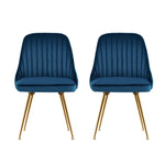 Dining Chairs Set Of 2 Velvet Channel Tufted Blue