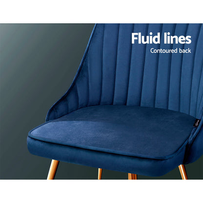 Dining Chairs Set Of 2 Velvet Channel Tufted Blue