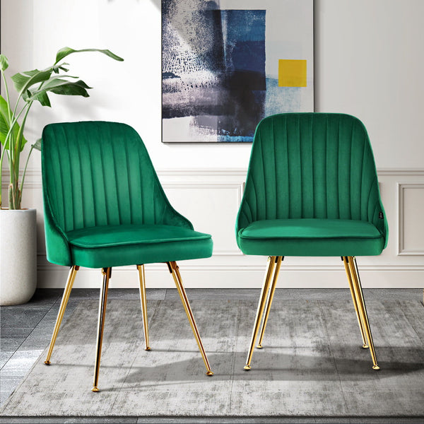  Dining Chairs Velvet Green Set Of 2 Nappa
