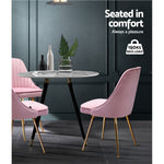 Dining Chairs Retro Chair Cafe Kitchen Modern Iron Legs Velvet Pink x2