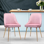 Dining Chairs Set Of 2 Velvet Channel Tufted Pink