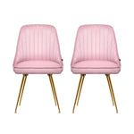 Dining Chairs Set Of 2 Velvet Channel Tufted Pink