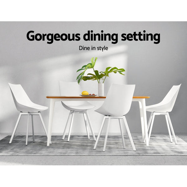  Dining Chairs Set Of 2 Pu Leather Plastic Metal White