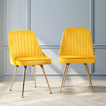 Dining Chairs Set Of 2 Velvet Channel Tufted Yellow