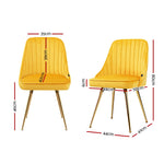 Dining Chairs Set Of 2 Velvet Channel Tufted Yellow
