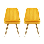 Dining Chairs Set Of 2 Velvet Channel Tufted Yellow
