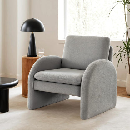 Grey Accent Armchair Boucle 75x76x87cm