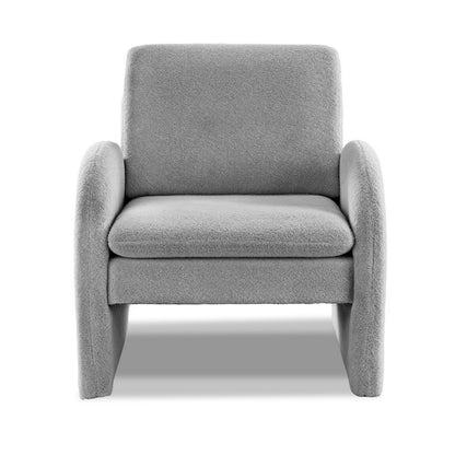 Artiss Armchair Accent Chair Lounge Tub Sofa Couch Curved Arm Seat Boucle Grey
