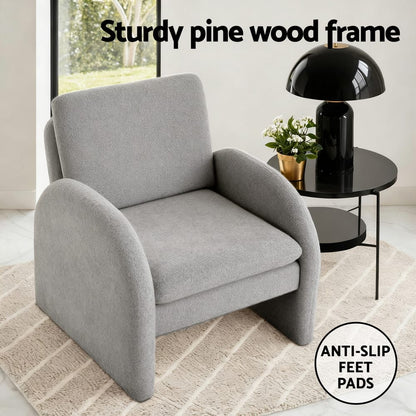 Grey Accent Armchair Boucle 75x76x87cm
