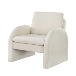  Armchair Accent Chair Lounge Tub Sofa Couch Curved Arm Seat Boucle White