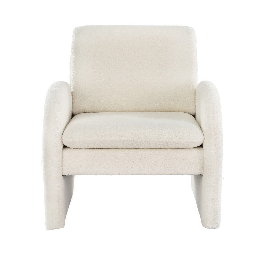  Armchair Accent Chair Lounge Tub Sofa Couch Curved Arm Seat Boucle White