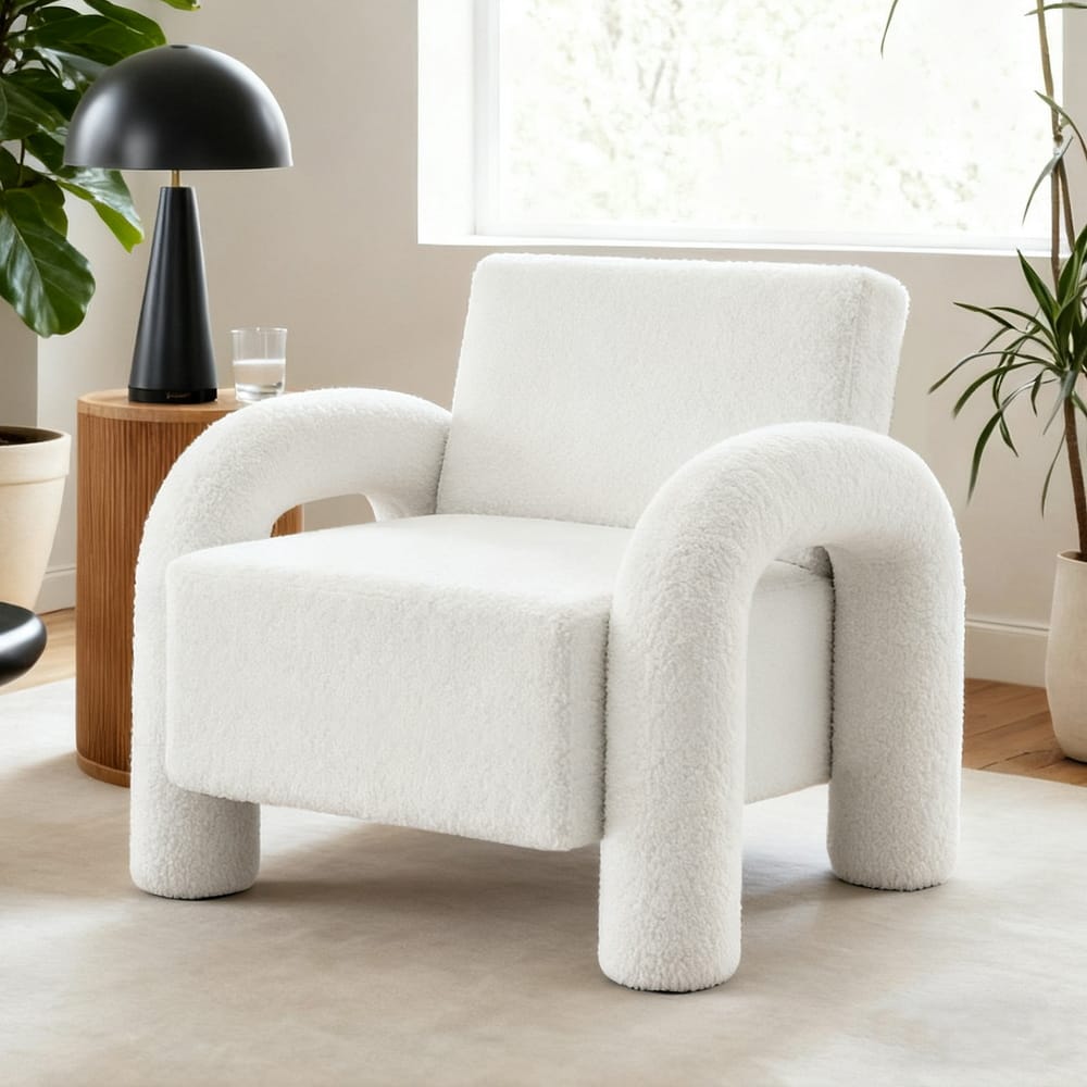 Accent Chair Boucle White 86x82x76cm
