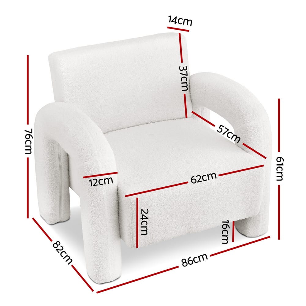 Accent Chair Boucle White 86x82x76cm