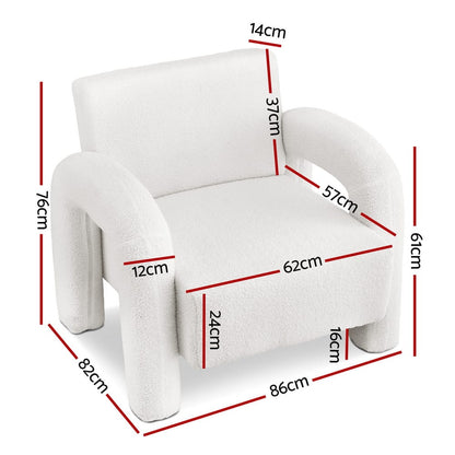 Accent Chair Boucle White 86x82x76cm