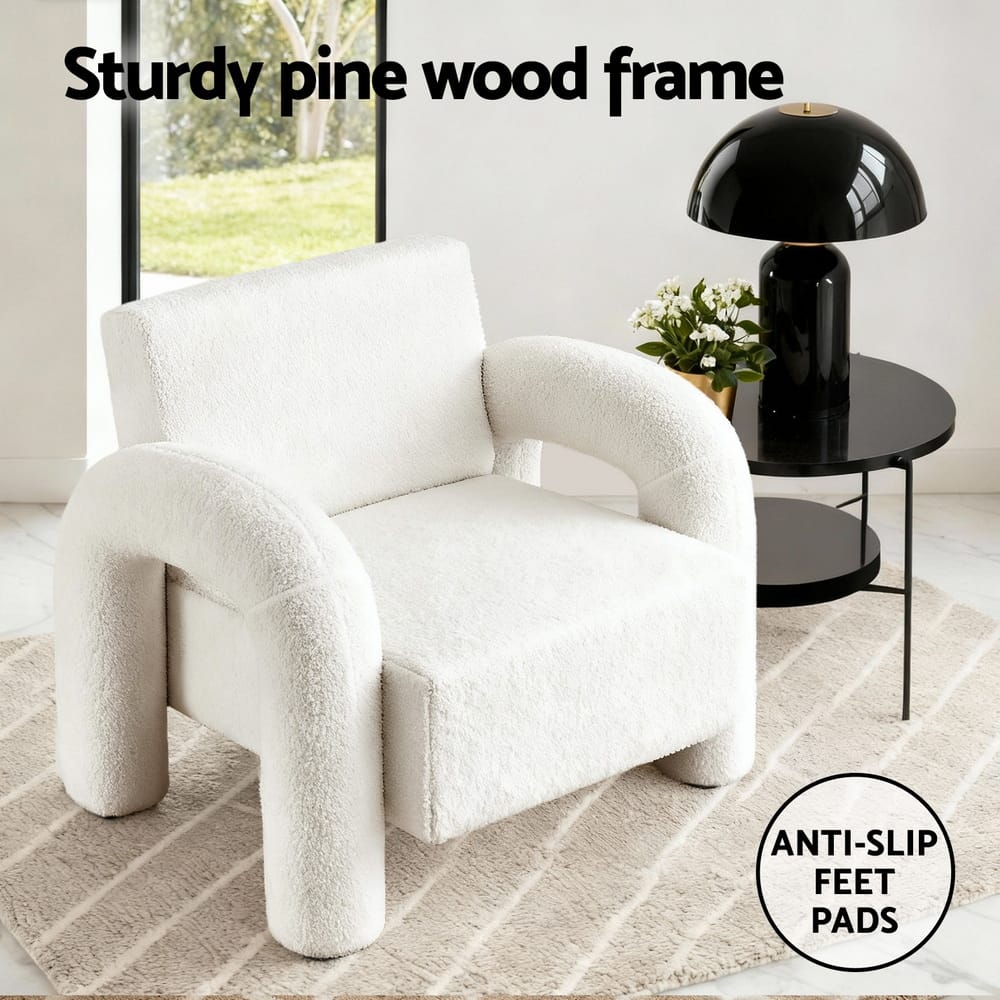 Accent Chair Boucle White 86x82x76cm